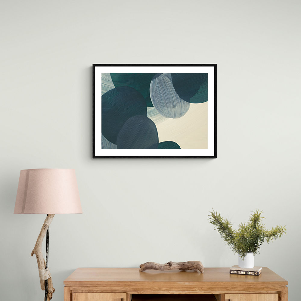 Abstract Minimalist Green Landscape Artwork With Overlapping Ovals 11