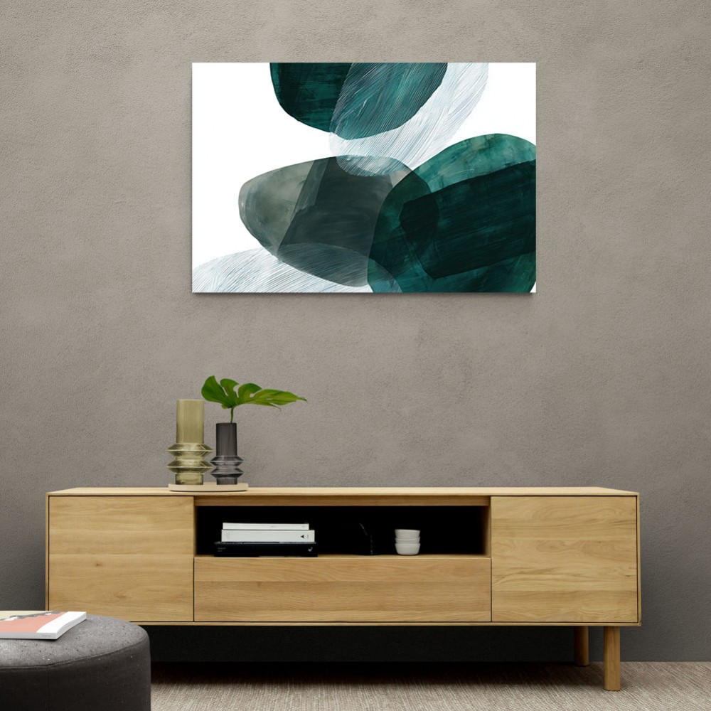 Abstract Minimalist Green Landscape Artwork With Overlapping Ovals 8