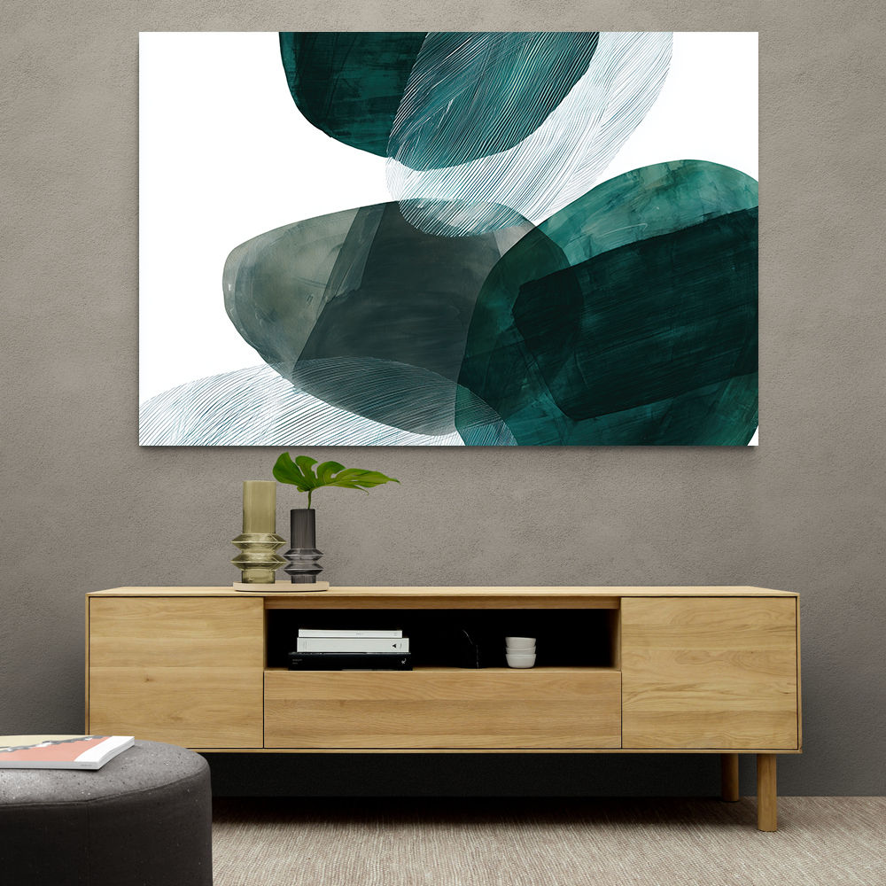 Abstract Minimalist Green Landscape Artwork With Overlapping Ovals 8