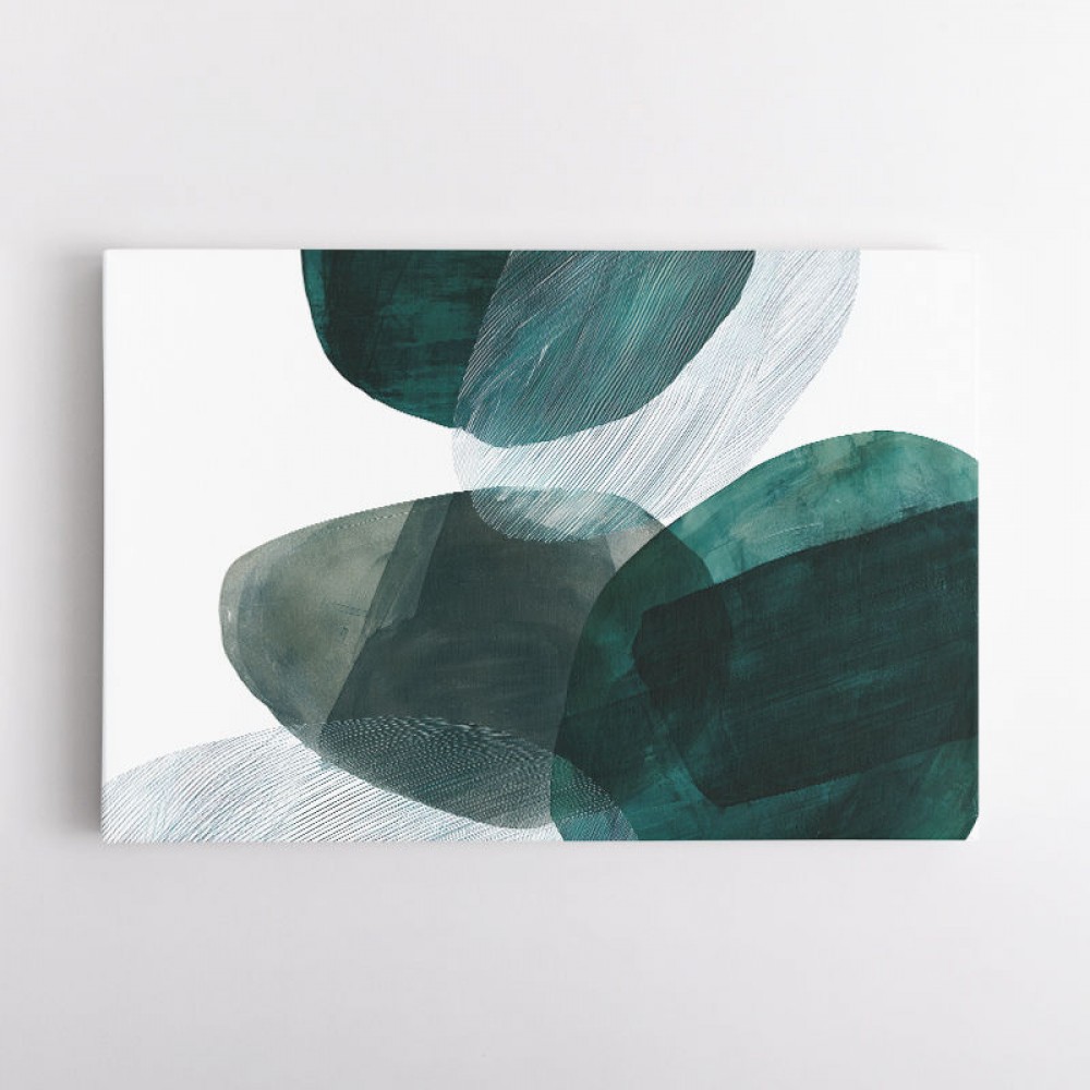 Abstract Minimalist Green Landscape Artwork With Overlapping Ovals 8