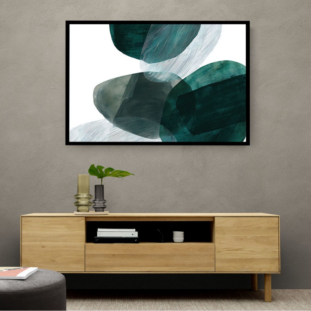 Abstract Minimalist Green Landscape Artwork With Overlapping Ovals 8