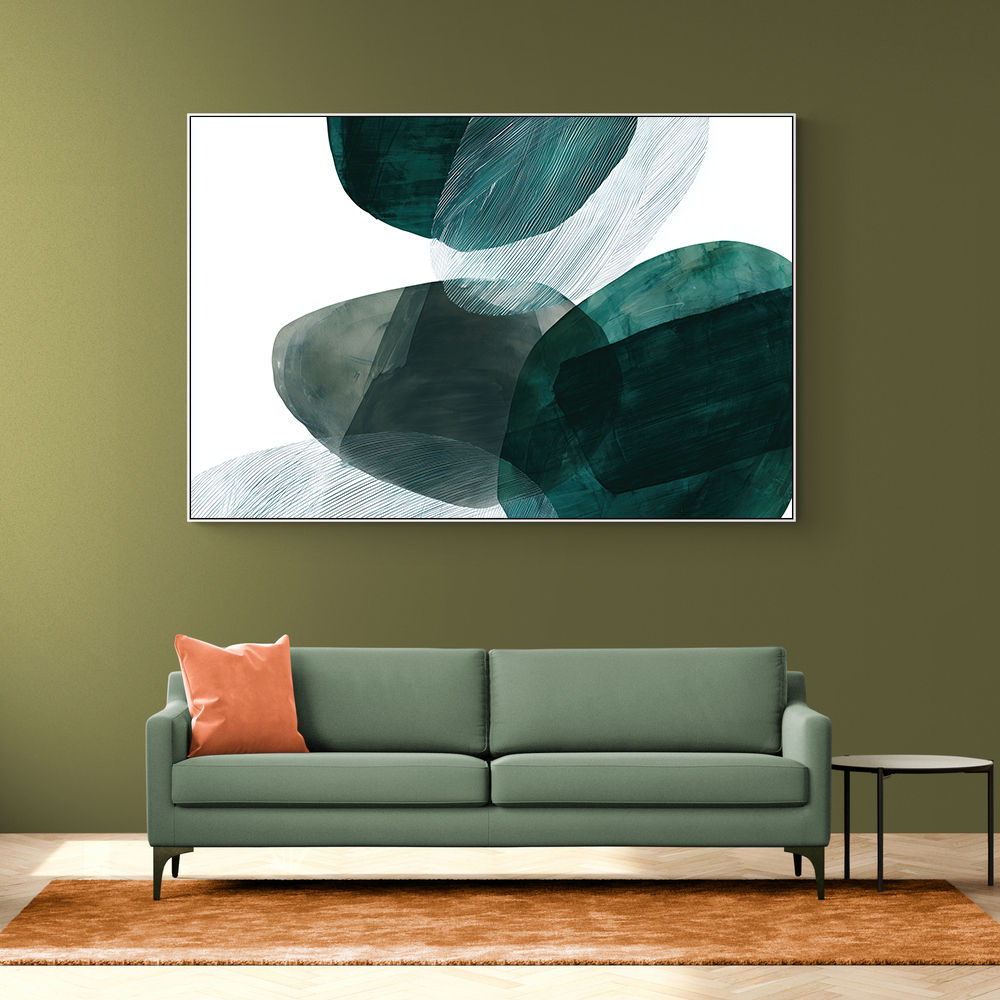 Abstract Minimalist Green Landscape Artwork With Overlapping Ovals 8