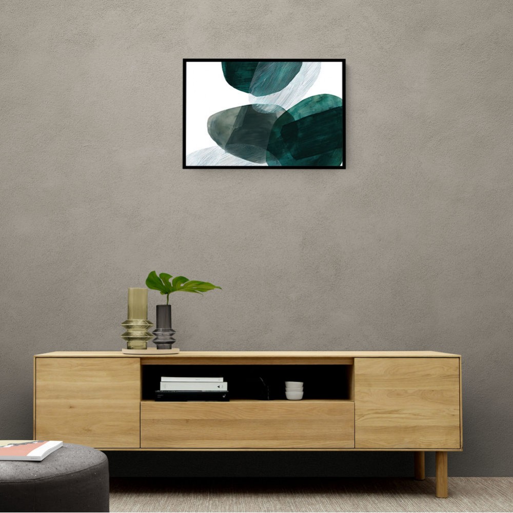 Abstract Minimalist Green Landscape Artwork With Overlapping Ovals 8