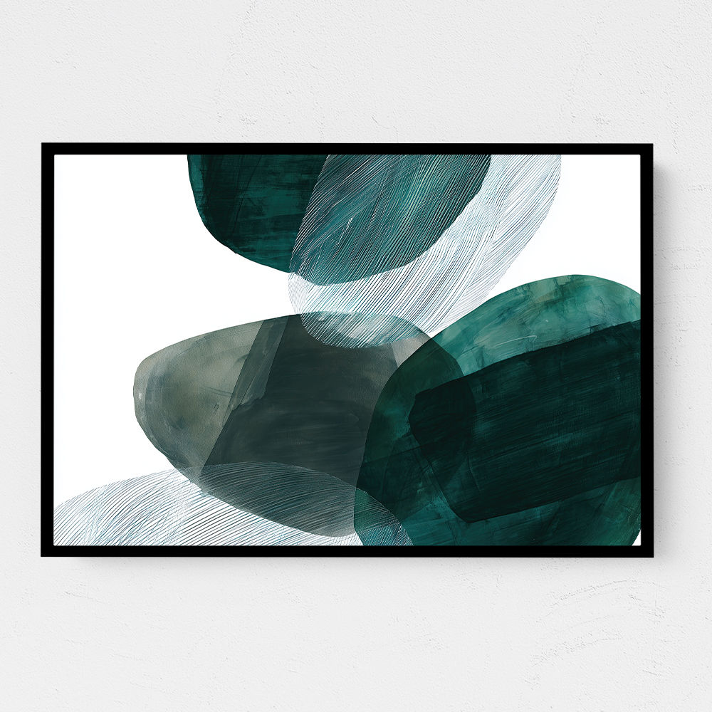 Abstract Minimalist Green Landscape Artwork With Overlapping Ovals 8