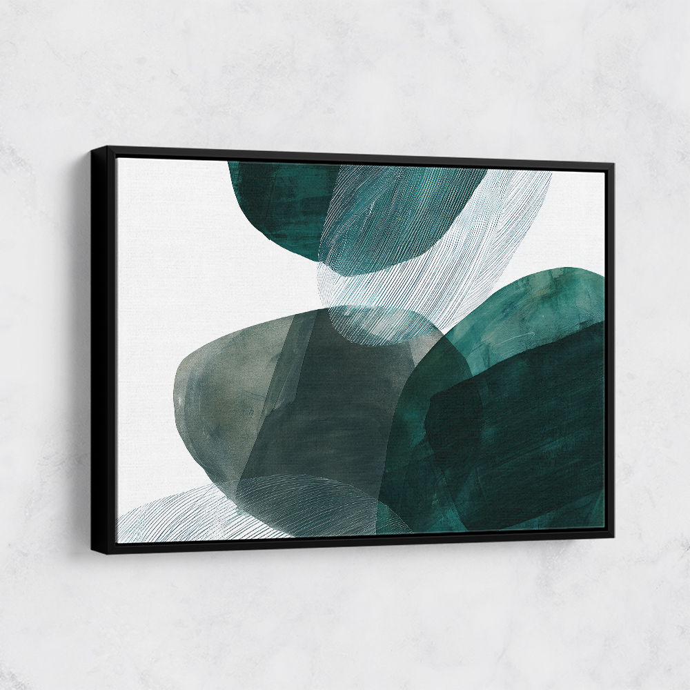Abstract Minimalist Green Landscape Artwork With Overlapping Ovals 8