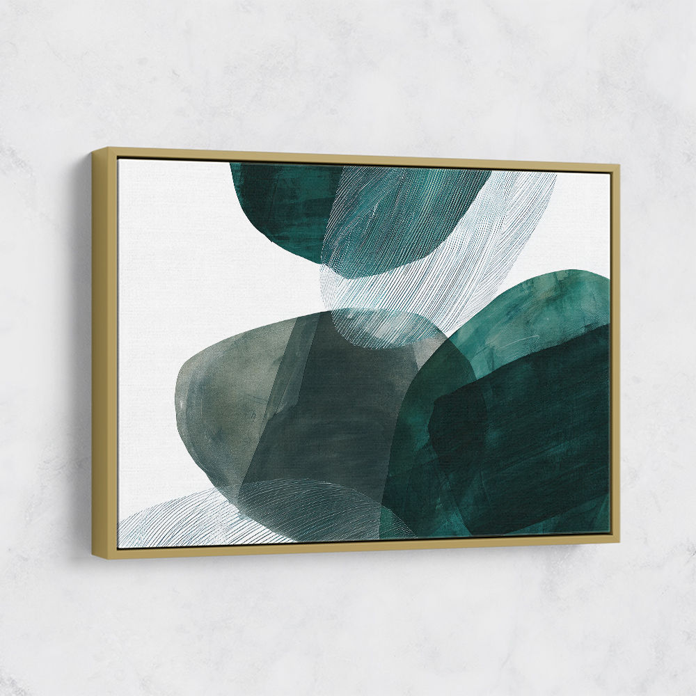 Abstract Minimalist Green Landscape Artwork With Overlapping Ovals 8