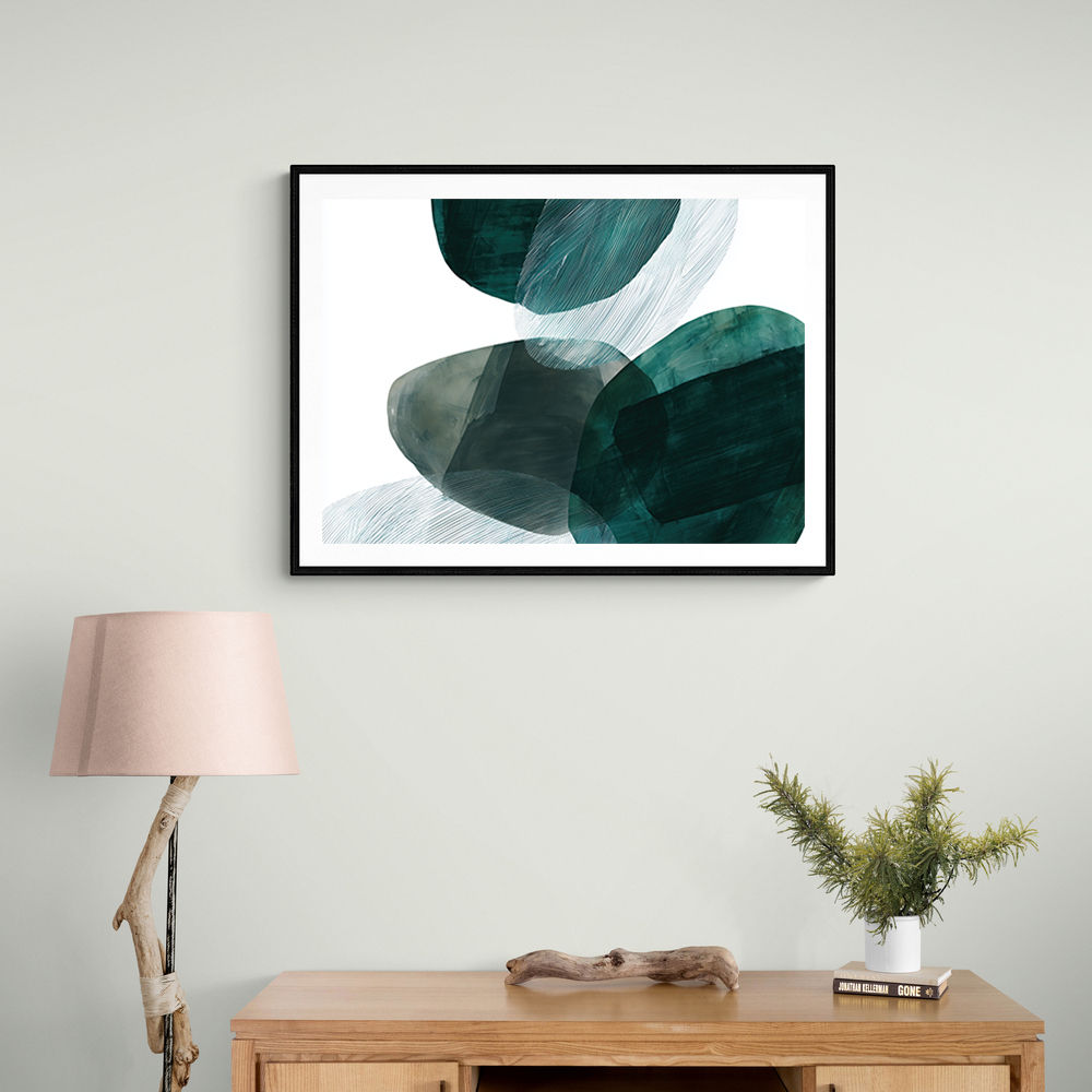 Abstract Minimalist Green Landscape Artwork With Overlapping Ovals 8