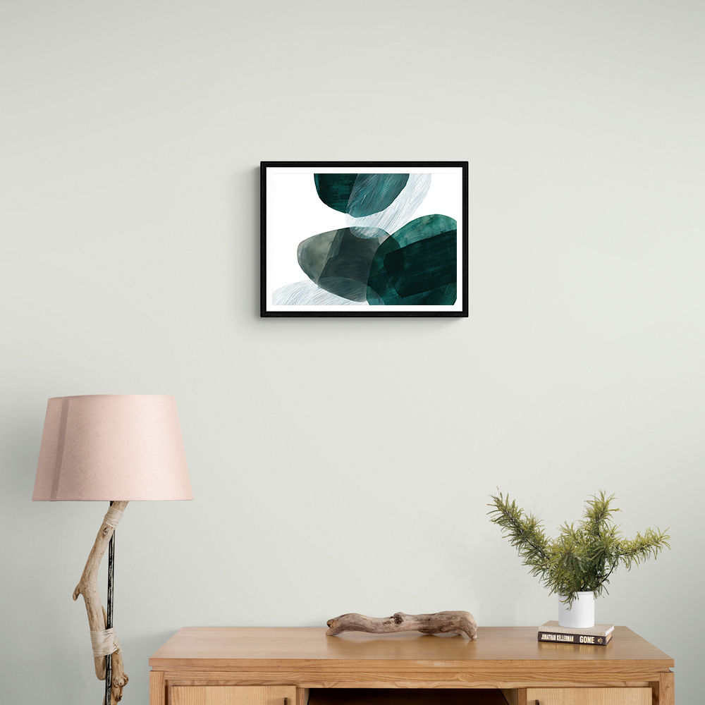 Abstract Minimalist Green Landscape Artwork With Overlapping Ovals 8