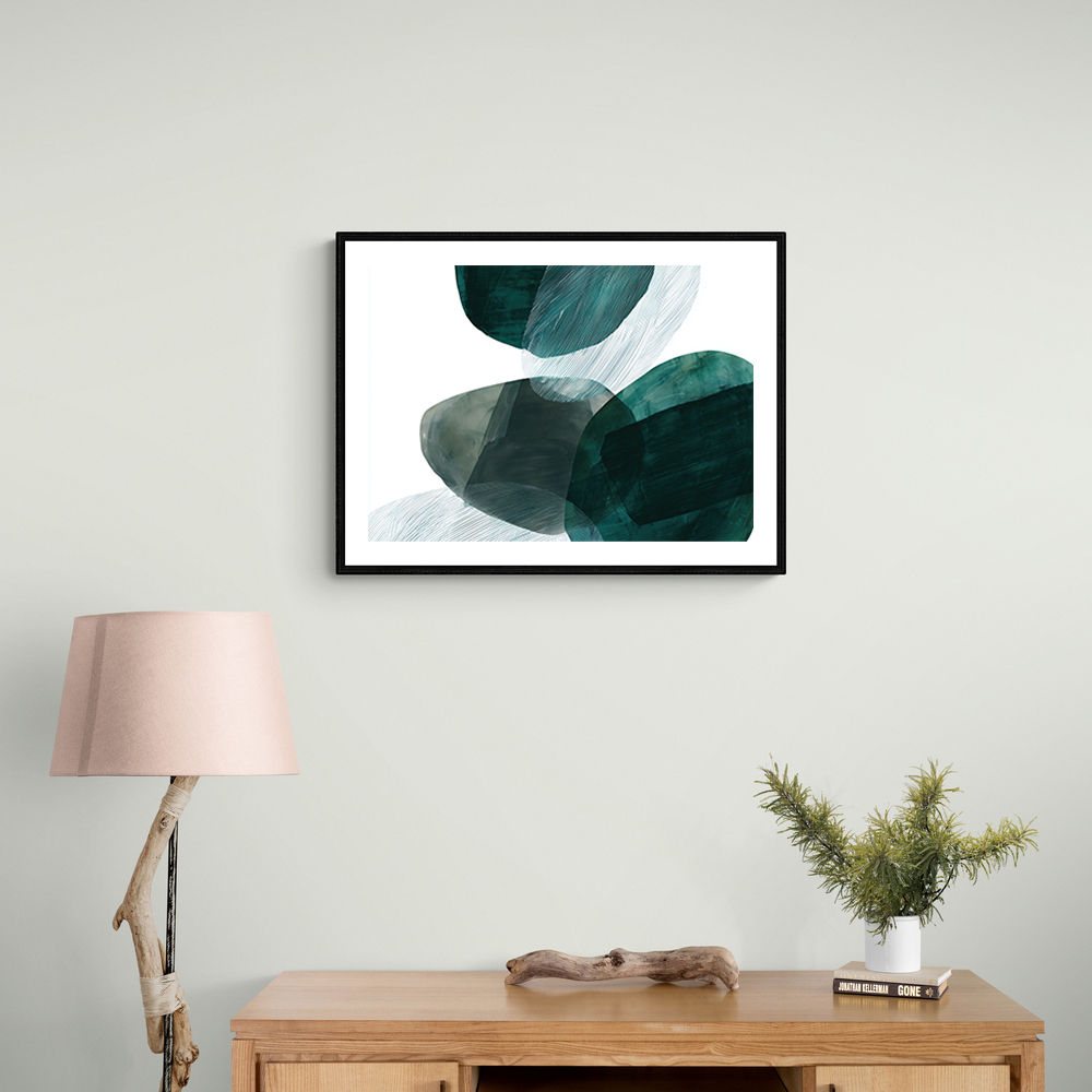 Abstract Minimalist Green Landscape Artwork With Overlapping Ovals 8