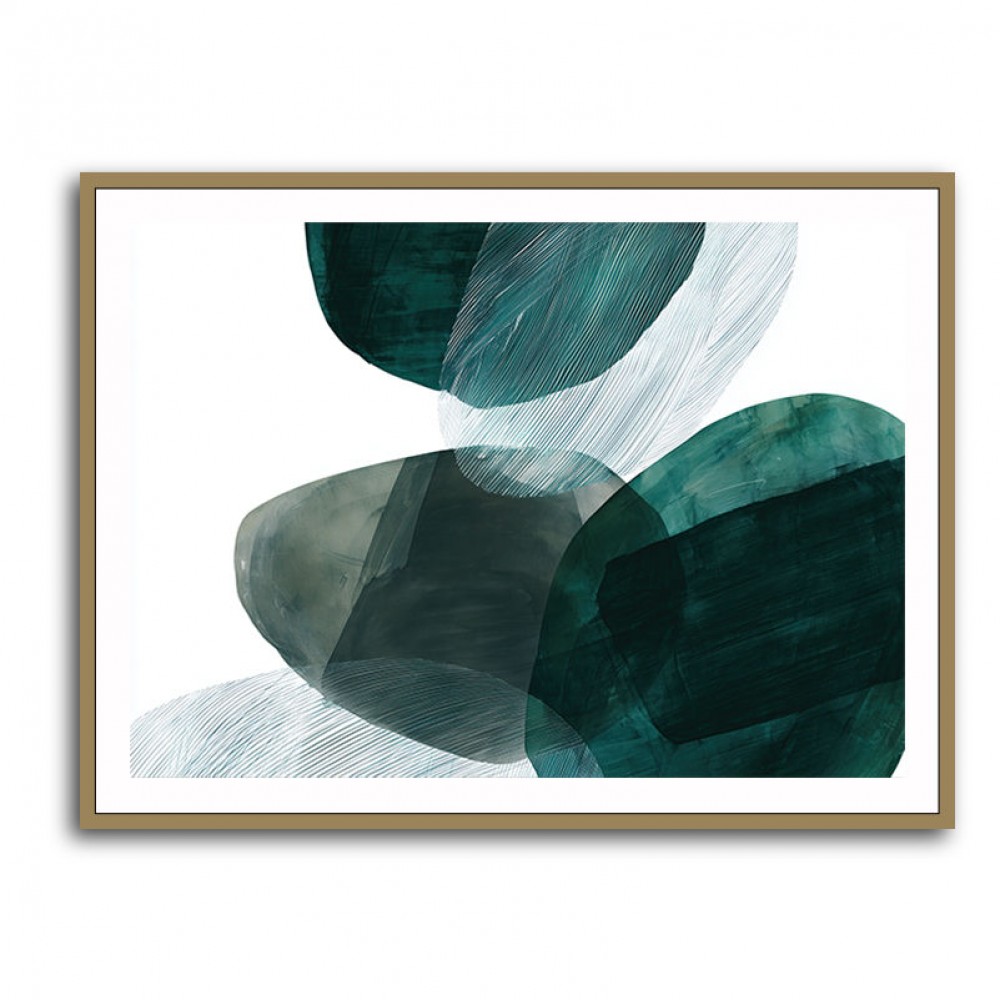 Abstract Minimalist Green Landscape Artwork With Overlapping Ovals 8