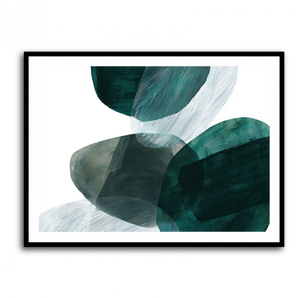 Abstract Minimalist Green Landscape Artwork With Overlapping Ovals 8