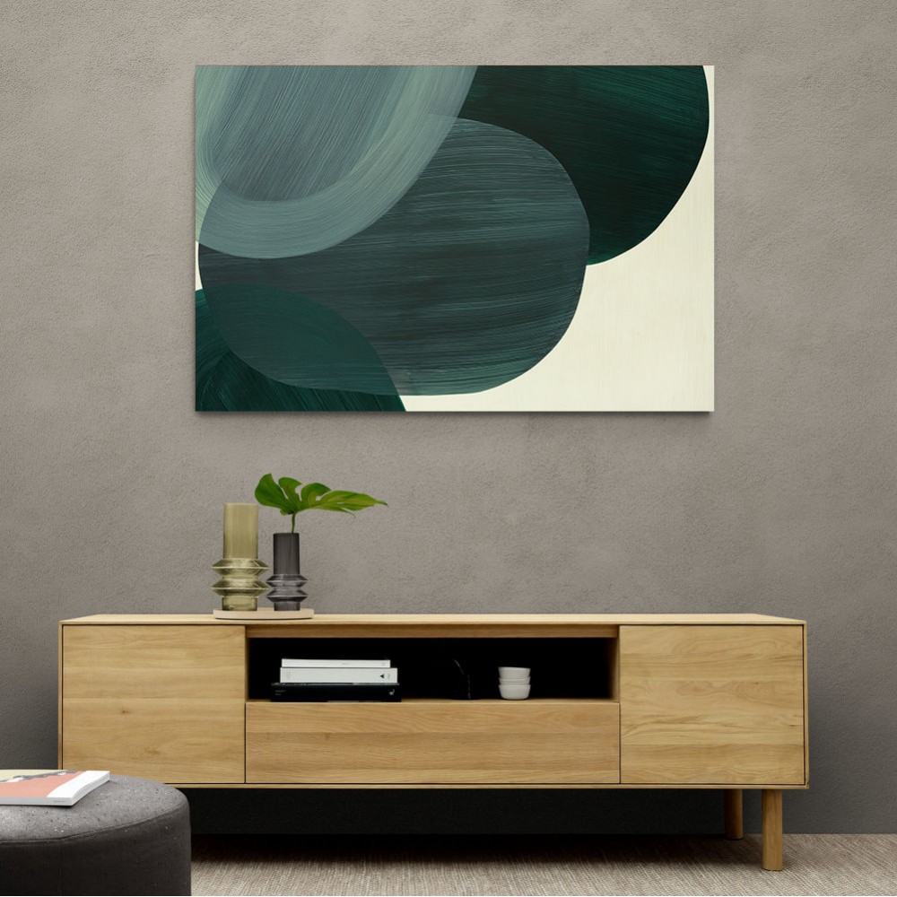 Abstract Minimalist Green Landscape Artwork With Overlapping Ovals 9