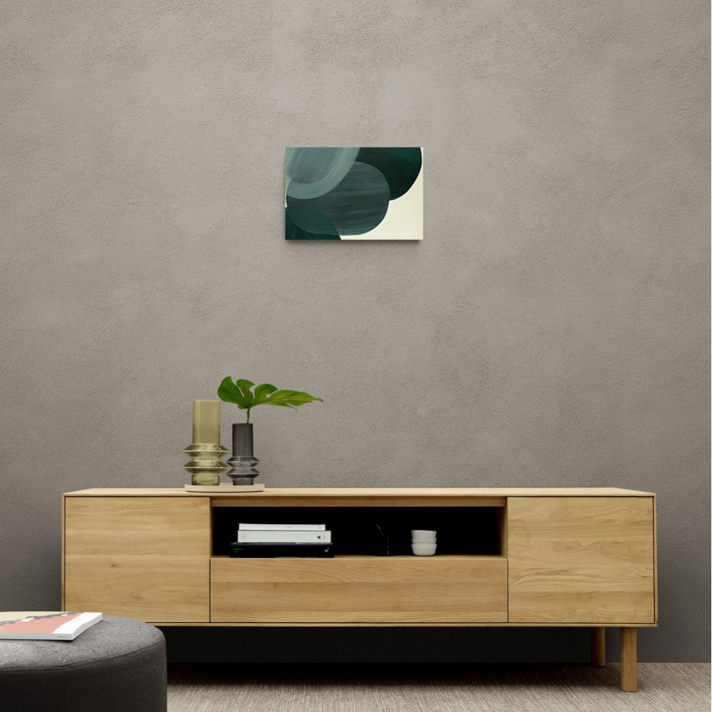 Abstract Minimalist Green Landscape Artwork With Overlapping Ovals 9