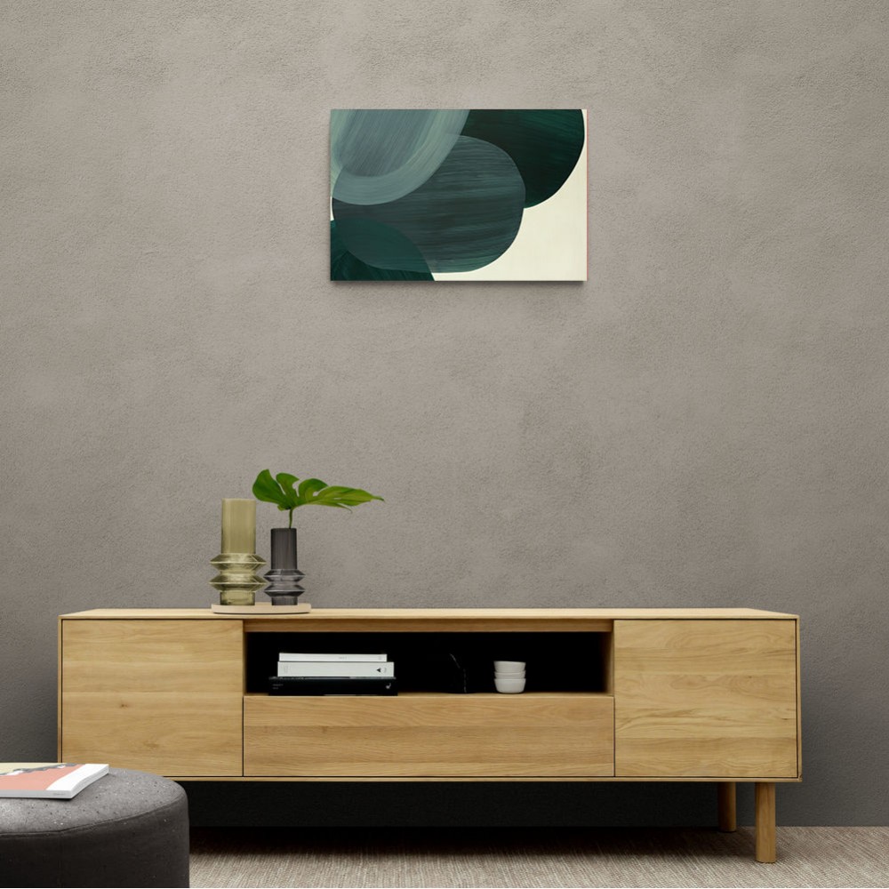 Abstract Minimalist Green Landscape Artwork With Overlapping Ovals 9