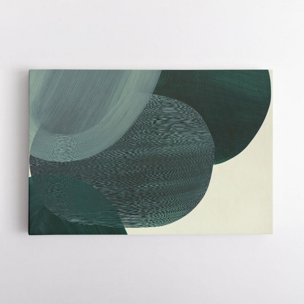 Abstract Minimalist Green Landscape Artwork With Overlapping Ovals 9