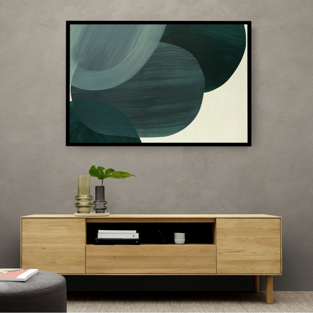 Abstract Minimalist Green Landscape Artwork With Overlapping Ovals 9