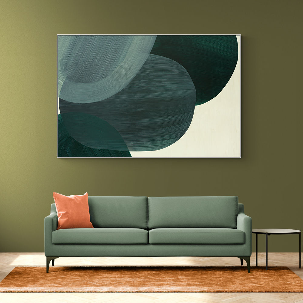 Abstract Minimalist Green Landscape Artwork With Overlapping Ovals 9