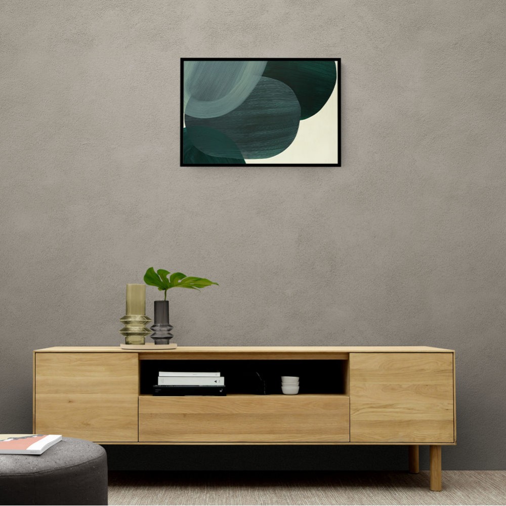 Abstract Minimalist Green Landscape Artwork With Overlapping Ovals 9