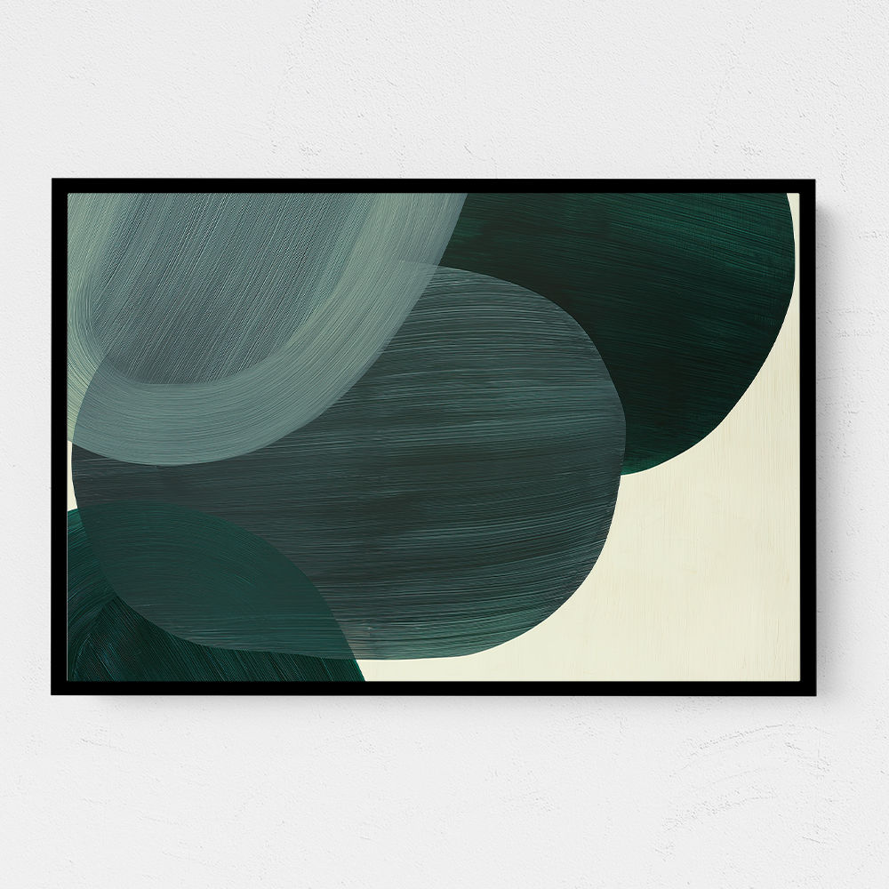 Abstract Minimalist Green Landscape Artwork With Overlapping Ovals 9