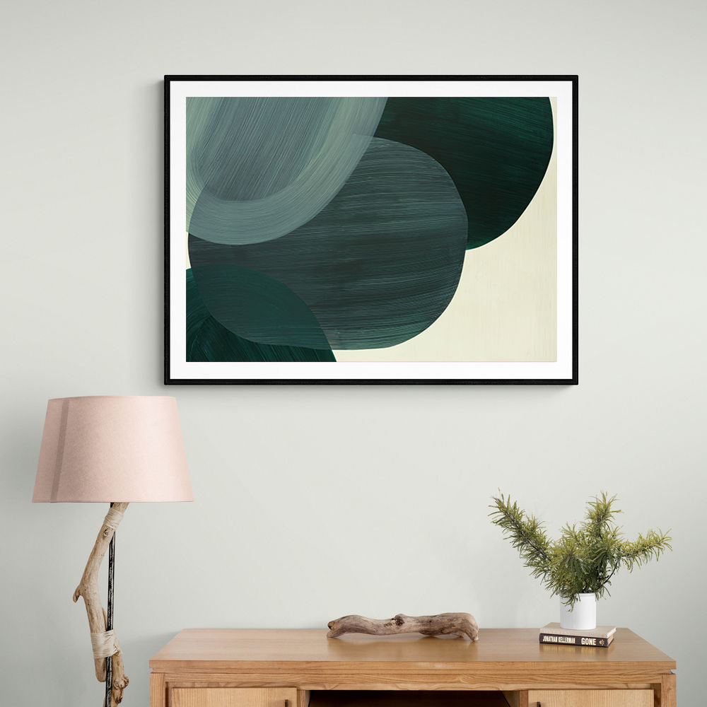 Abstract Minimalist Green Landscape Artwork With Overlapping Ovals 9