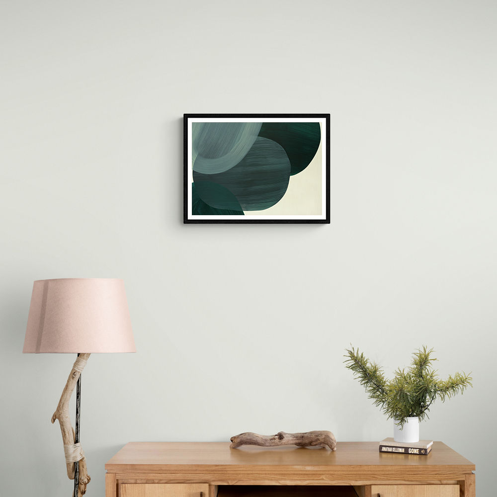Abstract Minimalist Green Landscape Artwork With Overlapping Ovals 9