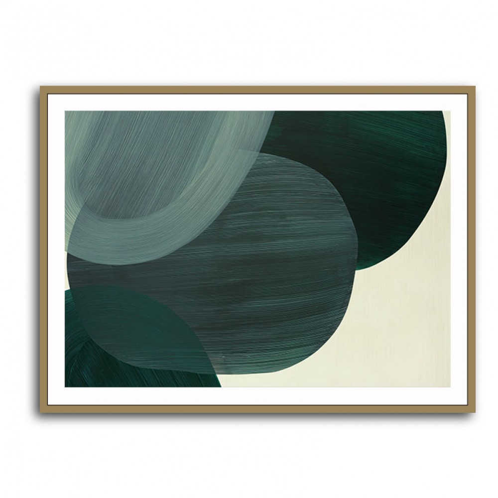 Abstract Minimalist Green Landscape Artwork With Overlapping Ovals 9