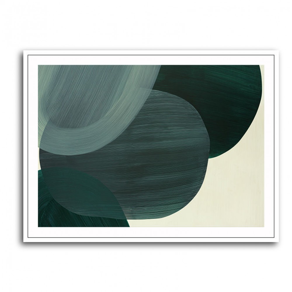 Abstract Minimalist Green Landscape Artwork With Overlapping Ovals 9