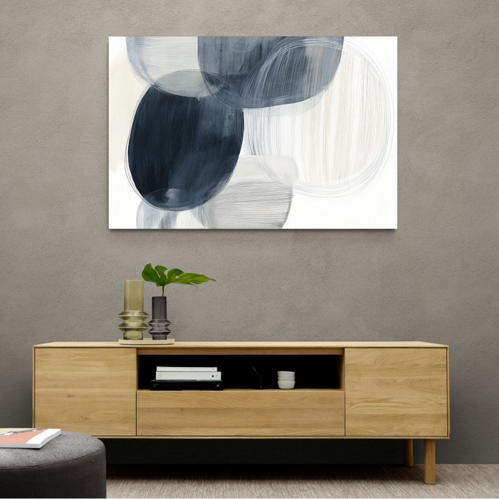 Abstract Minimalist Landscape Artwork With Overlapping Ovals 1
