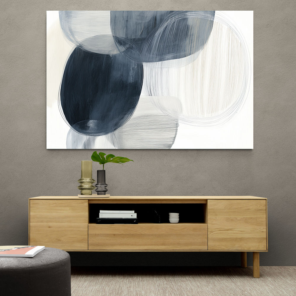 Abstract Minimalist Landscape Artwork With Overlapping Ovals 1