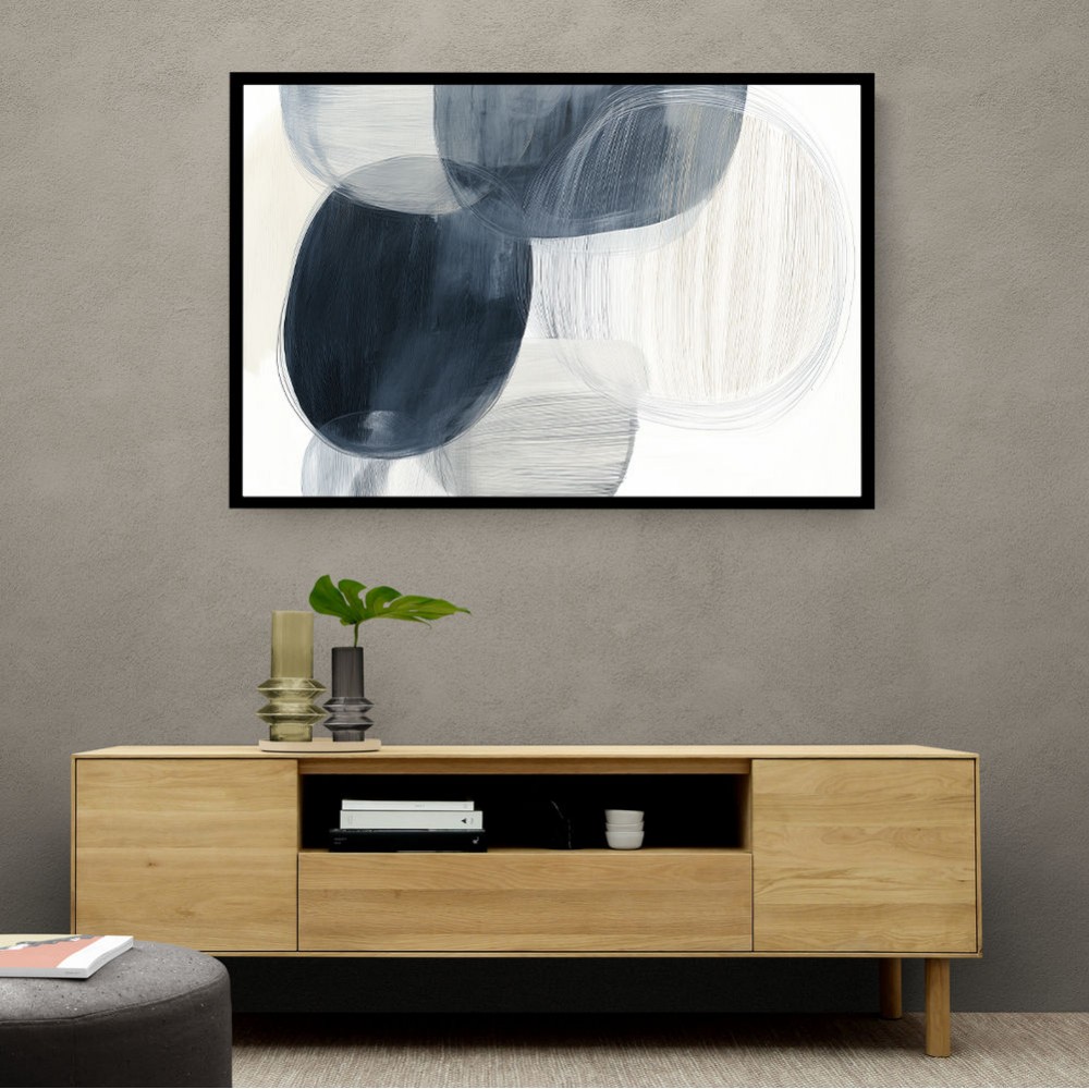 Abstract Minimalist Landscape Artwork With Overlapping Ovals 1