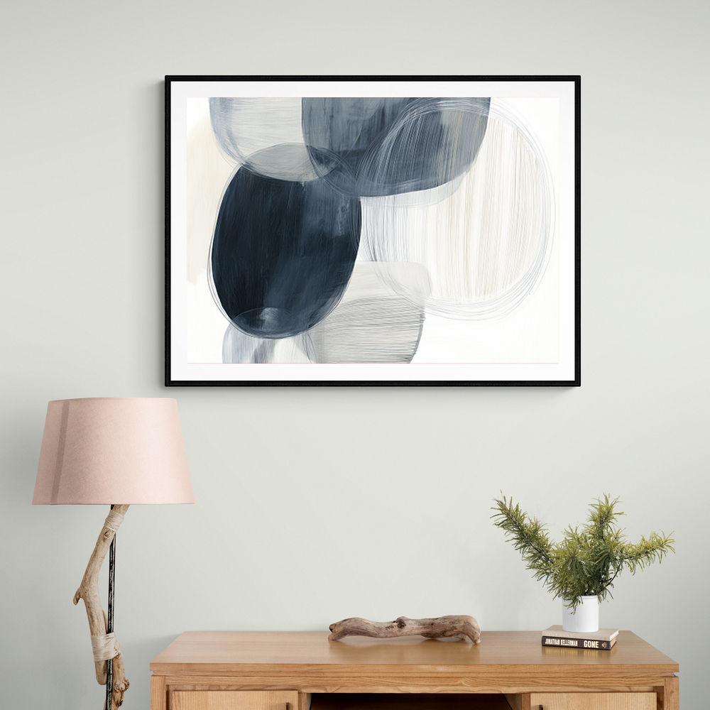 Abstract Minimalist Landscape Artwork With Overlapping Ovals 1