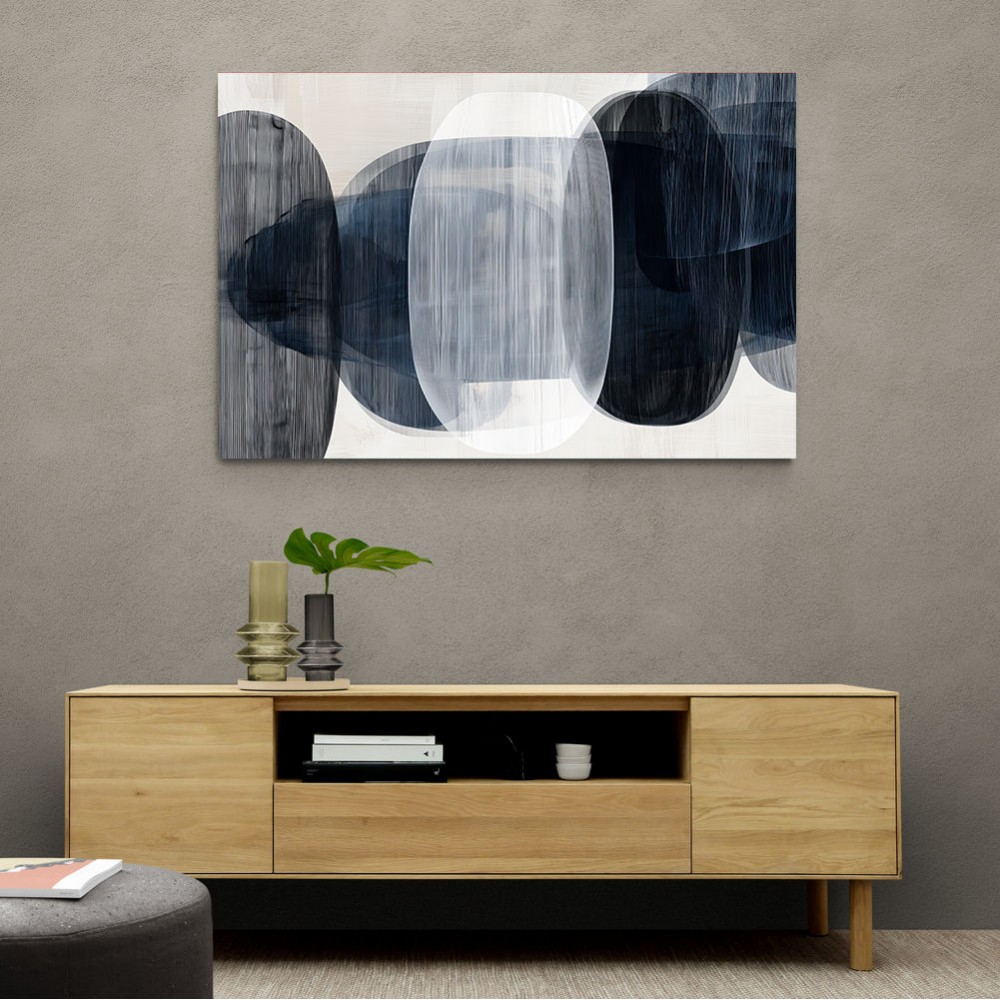 Abstract Minimalist Landscape Artwork With Overlapping Ovals 2
