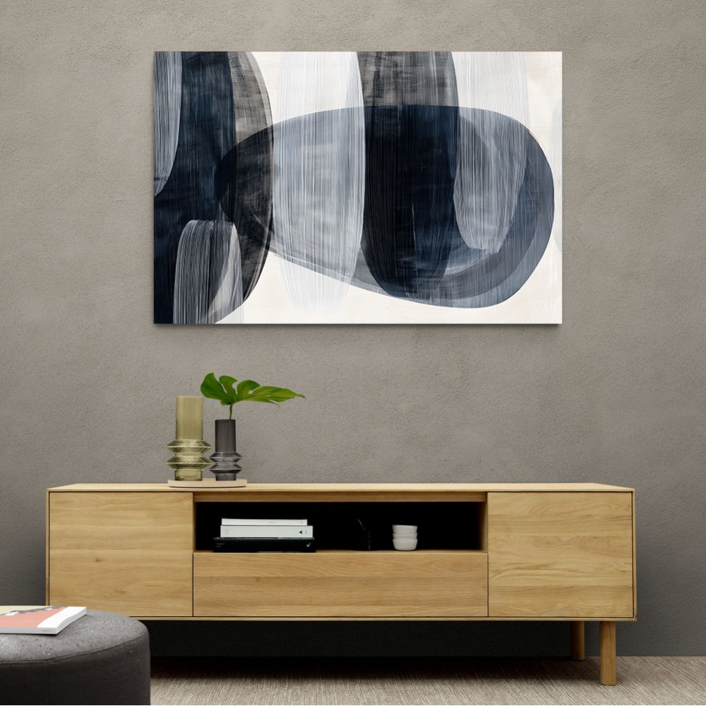 Abstract Minimalist Landscape Artwork With Overlapping Ovals 3