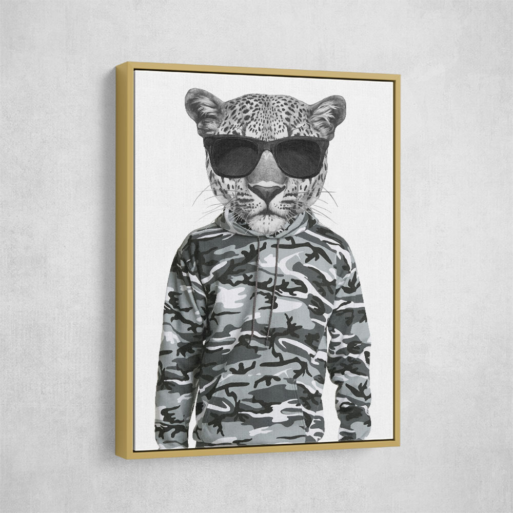 Leopard In Sunglasses and Cammo Hoodie