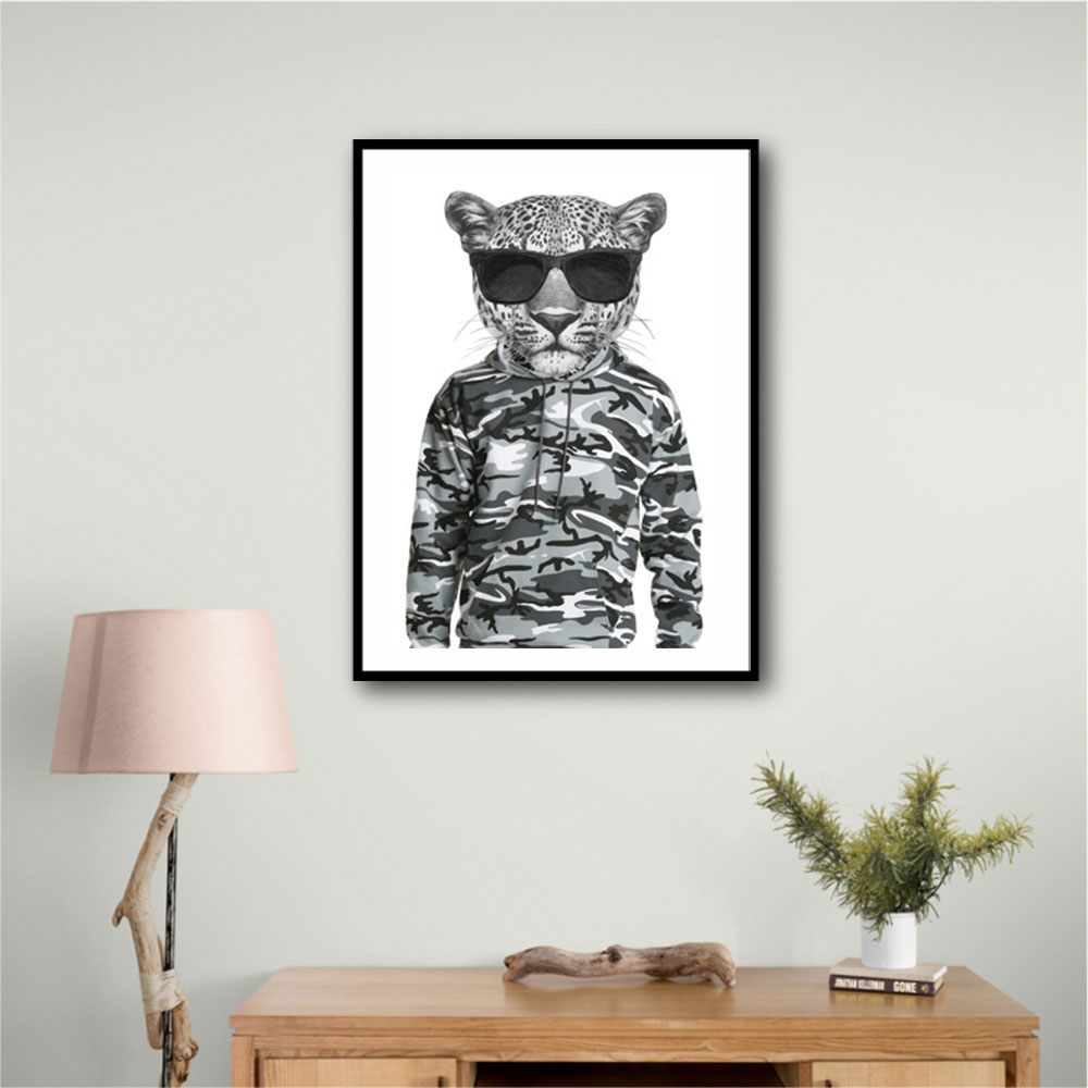 Leopard In Sunglasses and Cammo Hoodie