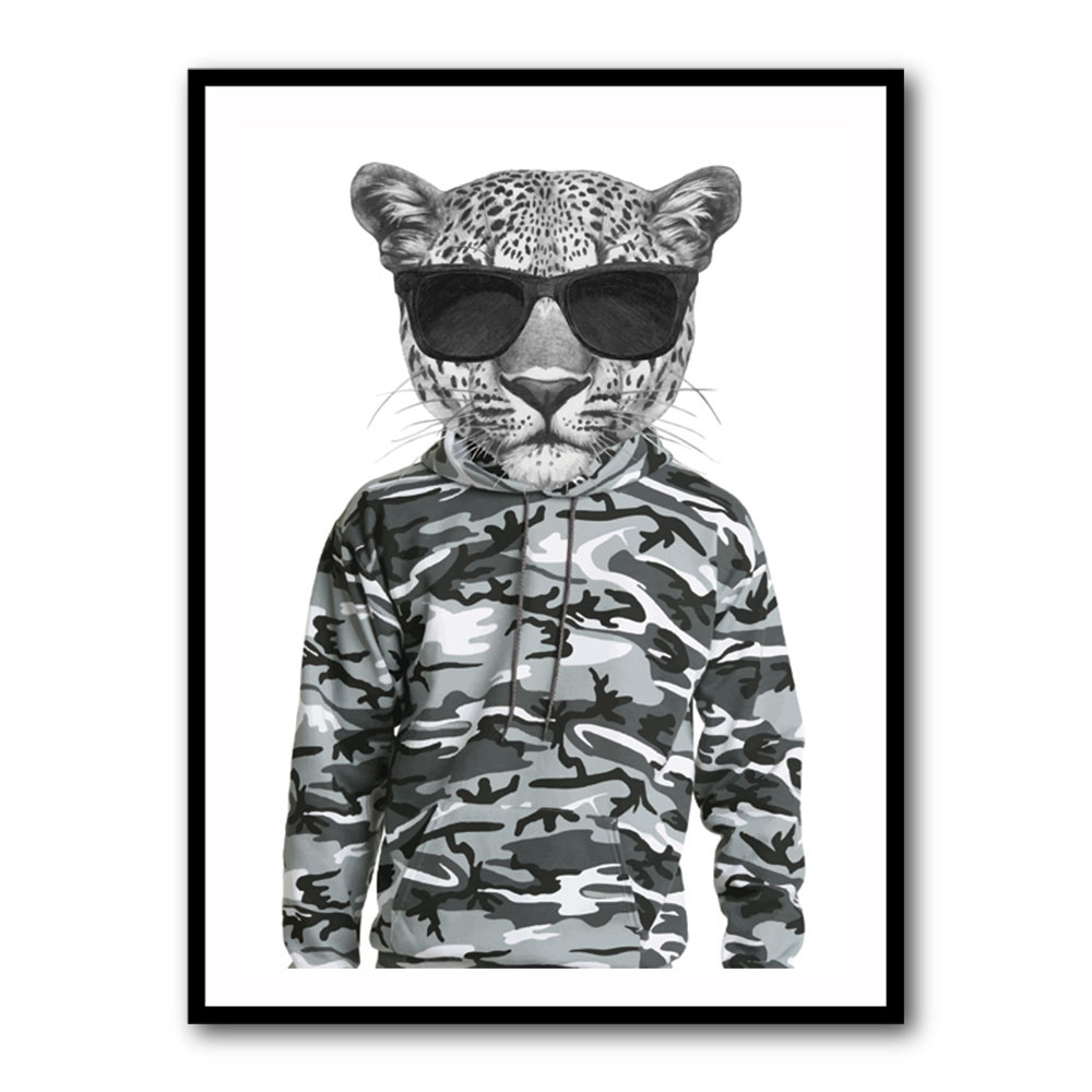 Leopard In Sunglasses and Cammo Hoodie