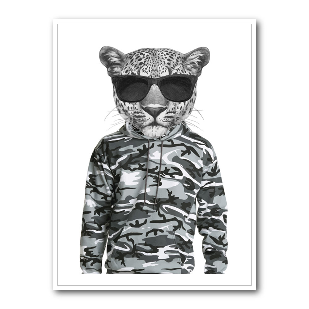 Leopard In Sunglasses and Cammo Hoodie