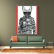 French Bulldog Wearing Sunglasses and Cammo Hoodie