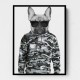 French Bulldog Wearing Sunglasses and Cammo Hoodie