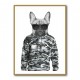 French Bulldog Wearing Sunglasses and Cammo Hoodie