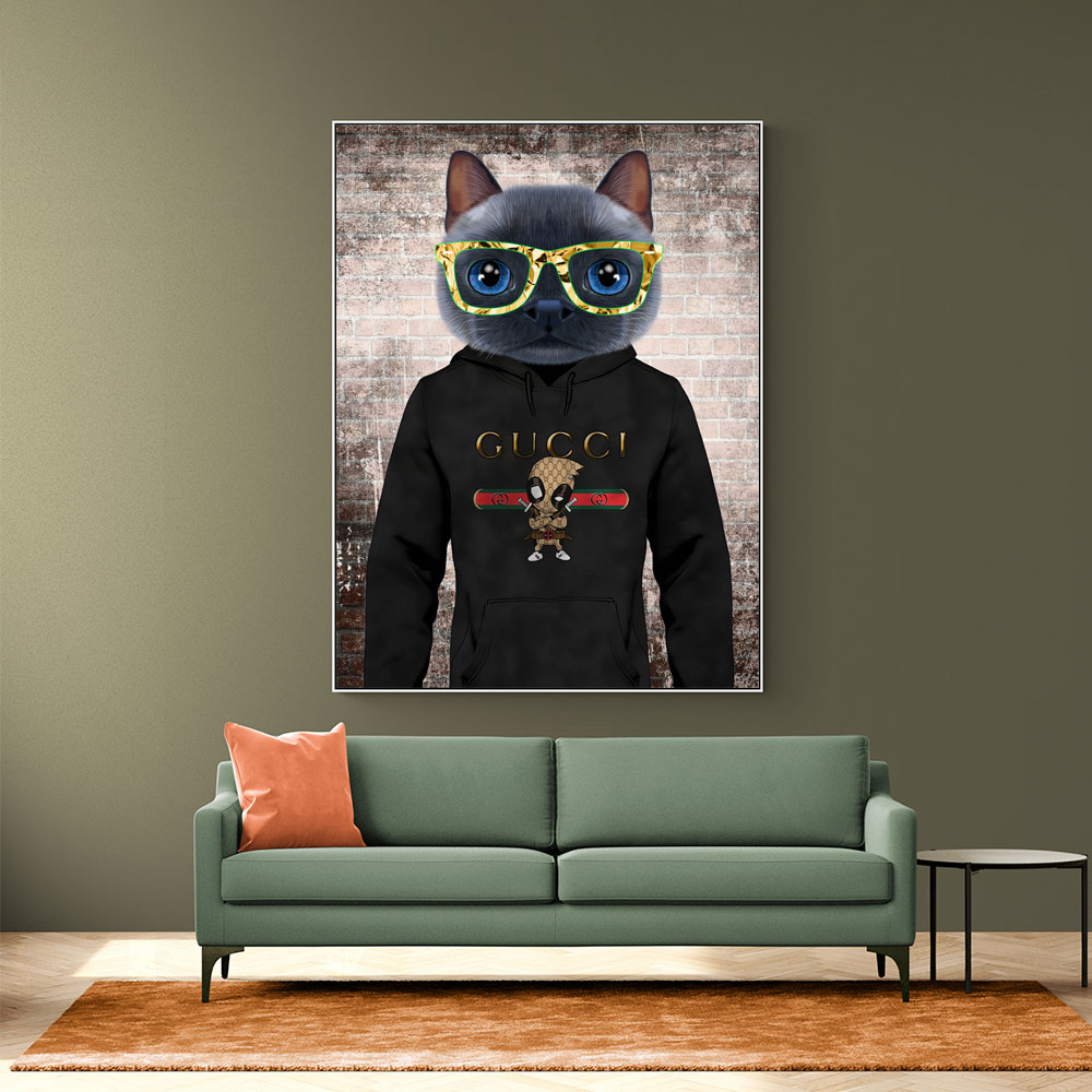 Cat in a Hoodie with Gold Glasses