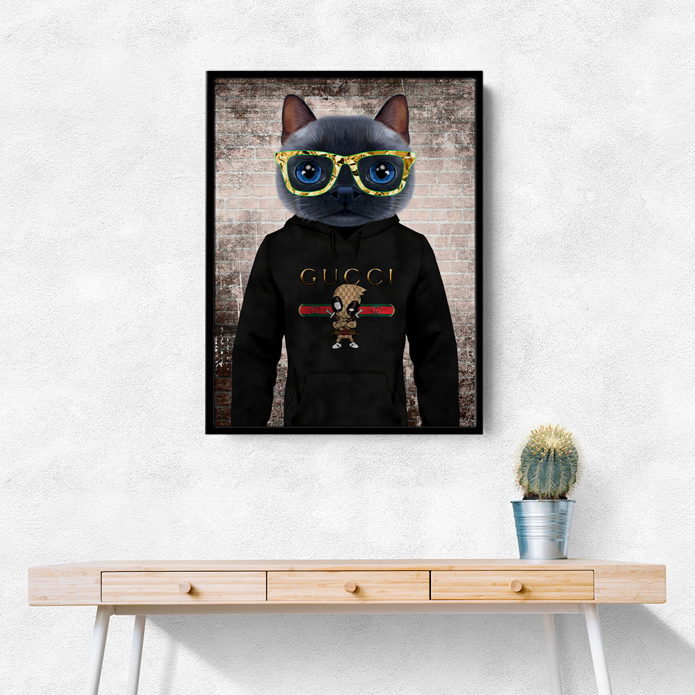 Cat in a Hoodie with Gold Glasses