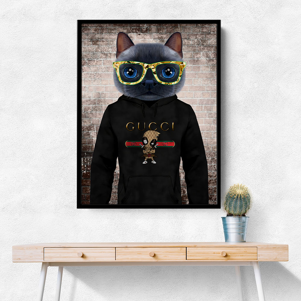 Cat in a Hoodie with Gold Glasses