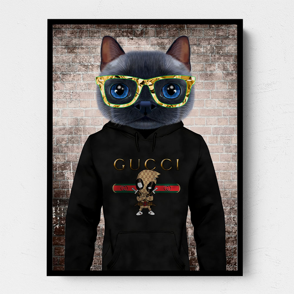 Cat in a Hoodie with Gold Glasses