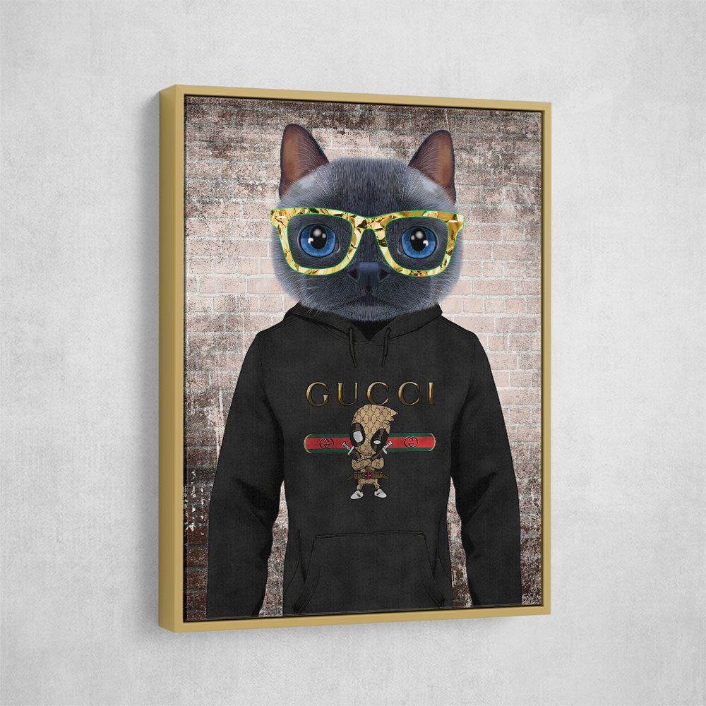 Cat in a Hoodie with Gold Glasses