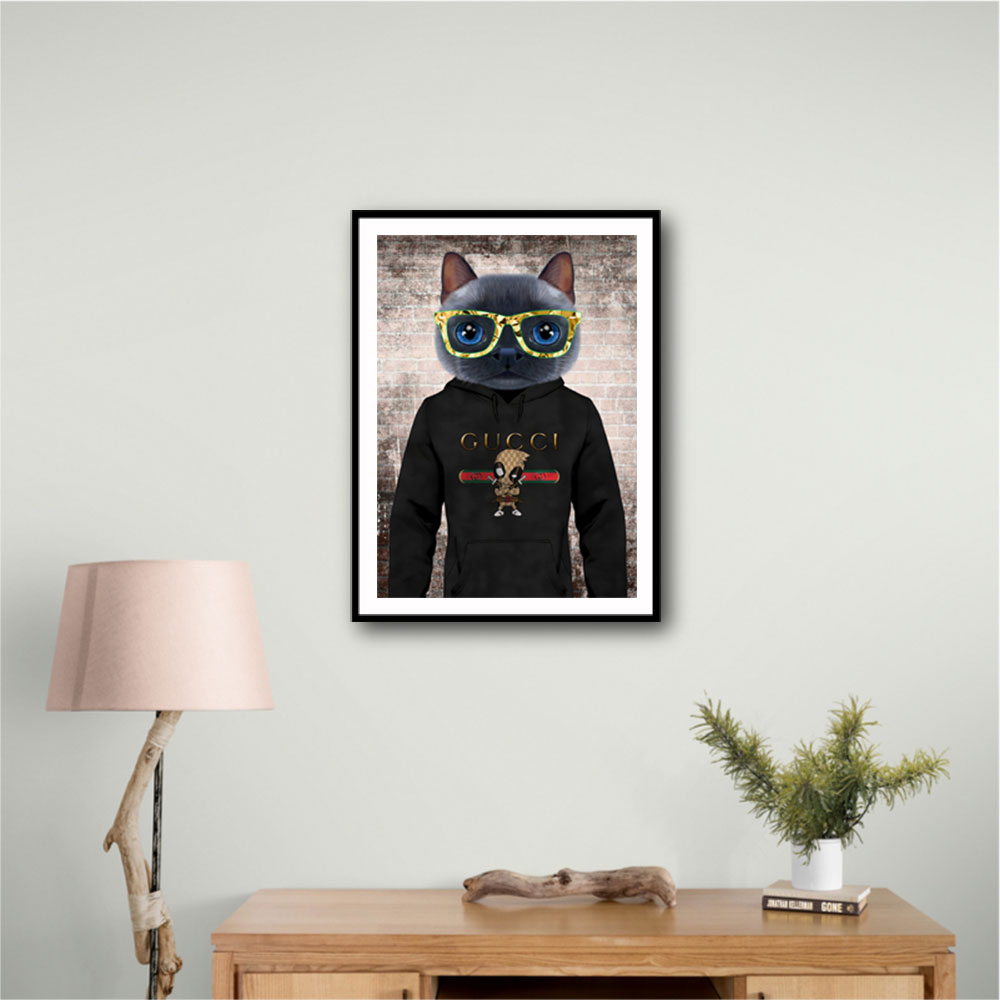 Cat in a Hoodie with Gold Glasses