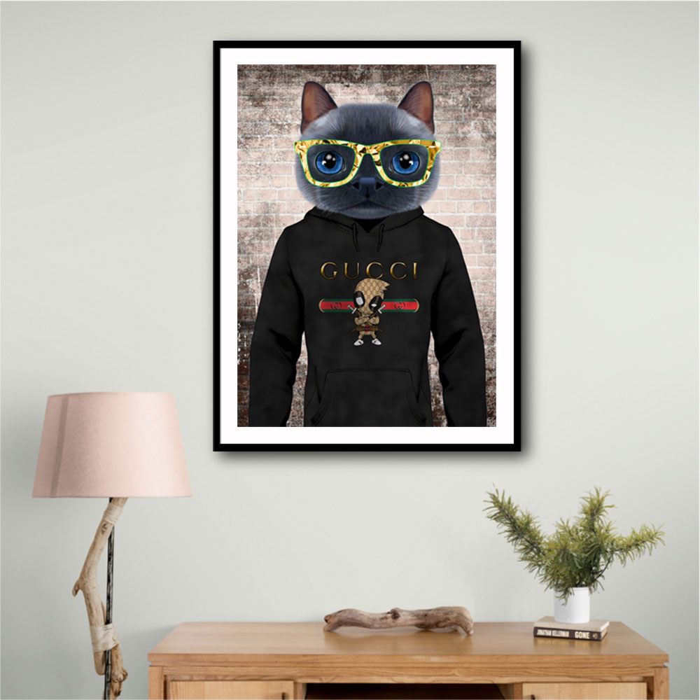 Cat in a Hoodie with Gold Glasses