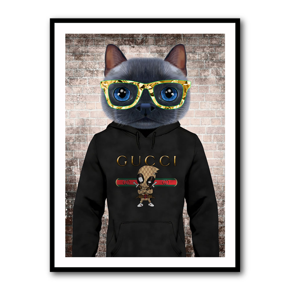 Cat in a Hoodie with Gold Glasses