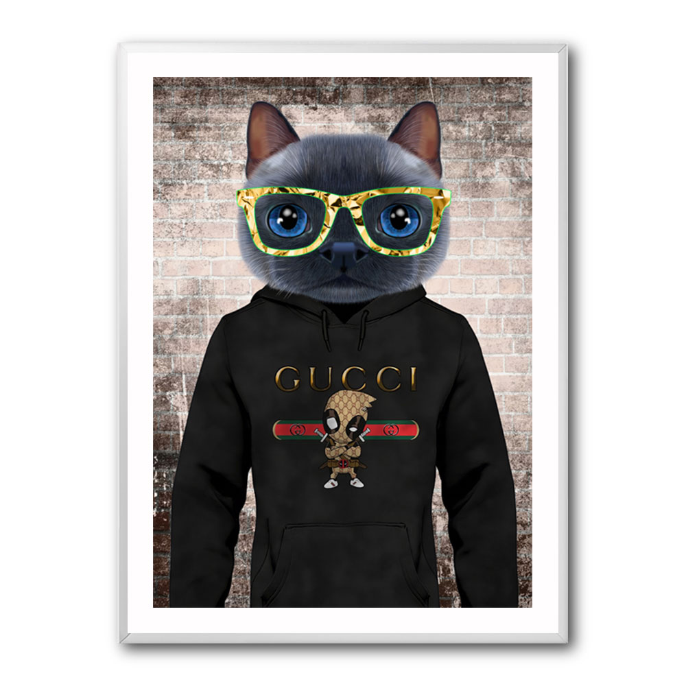 Cat in a Hoodie with Gold Glasses