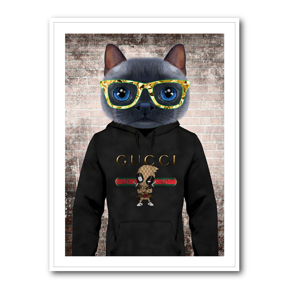 Cat in a Hoodie with Gold Glasses